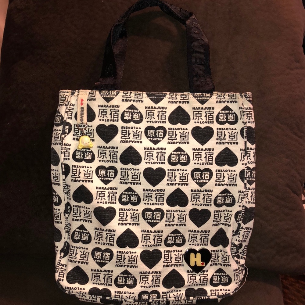 Hara-Juku Lovers Black and white canvas bag